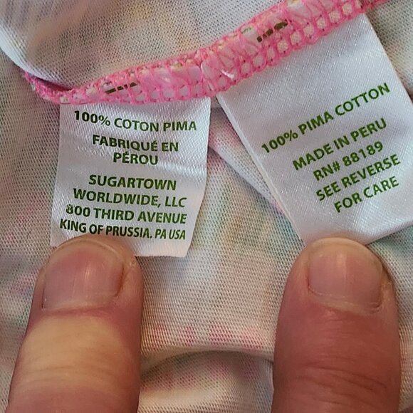 Lilly Pulitzer Tiki Pink Royal Lime Beacon 3/4 Sleeve Dress Cotton Size L Large - Picture 6 of 6